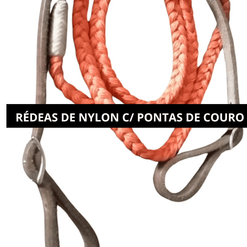 Rédea de Nylon com Ponta de Couro